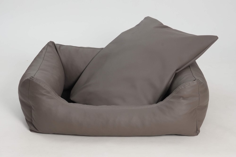 Hundebett Box Bett Saddle Kunstleder taupe