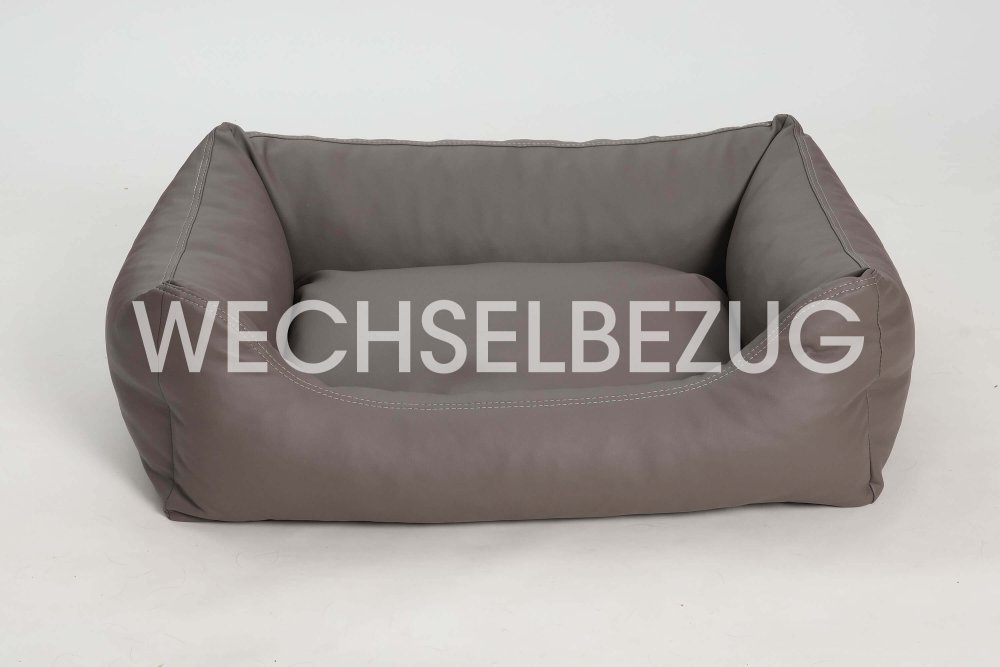 Wechselbezug Hundebett Box Bett Saddle Kunstleder taupe