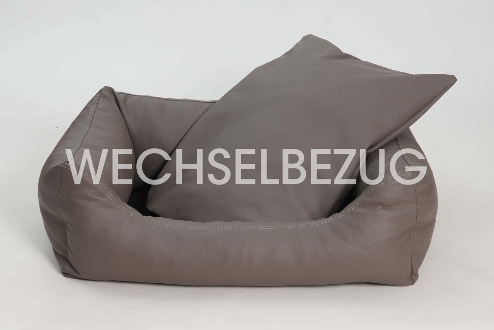 Wechselbezug Hundebett Box Bett Saddle Kunstleder taupe