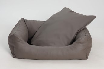 Mobile Preview: Hundebett Box Bett Saddle Kunstleder taupe